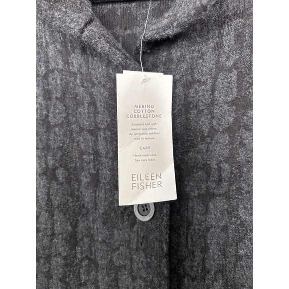 Eileen Fisher Gray Wool Blend Knit Button Up Cardigan Jacket Size Medium NWT - Picture 7 of 13